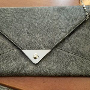 Vieta Grey Embossed Clutch/Shoulder Bag
